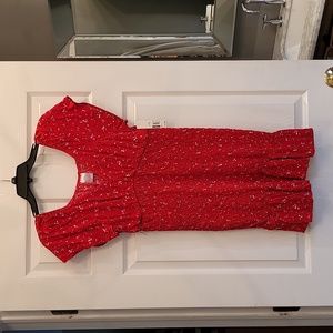 No Boundaries size Large red floral stretchy mini dress